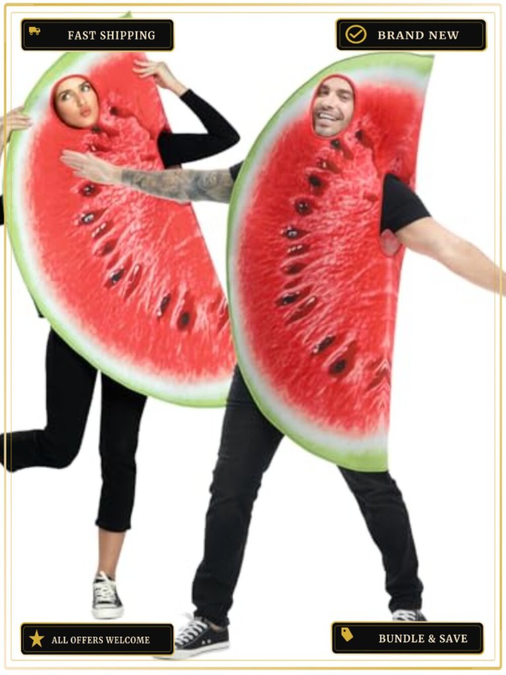 Adult Watermelon Slice Costume One Size Novelty Halloween Outfit Slip-On